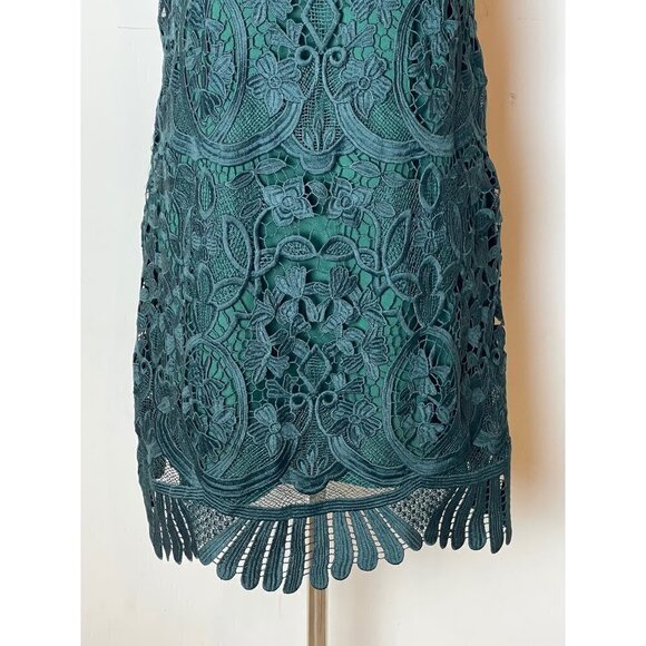 Lovers + Friends Green Lace Sleeveless Round Neck Caspian Shift Dress Size S - Picture 6 of 12